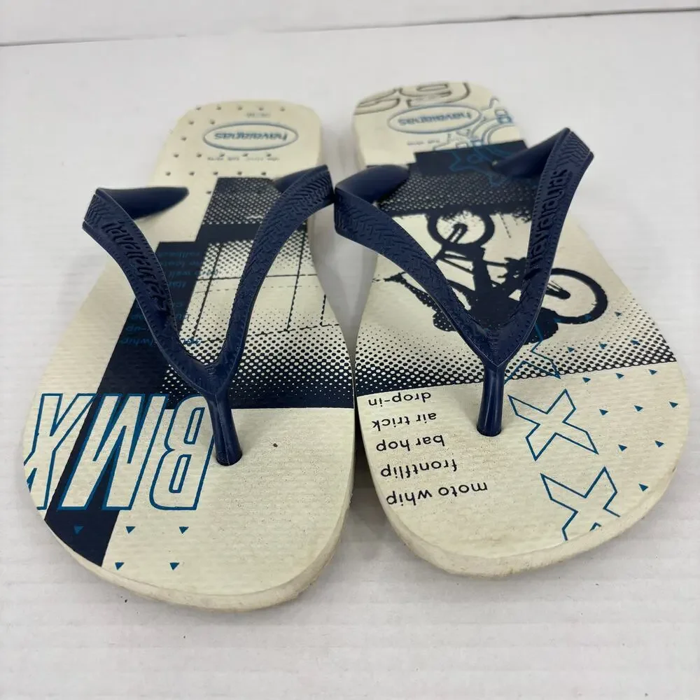 Havaianas BMX Flip Flop Sandals Mens Size 11 / 12‎ Navy Blue Top Masculino